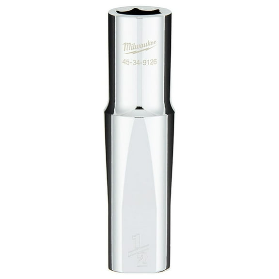 Pack of 1, Milwaukee 45-34-9126 1/2 Drive 1/2 Sae 6-Point Deep Socket with Four Flat Sides