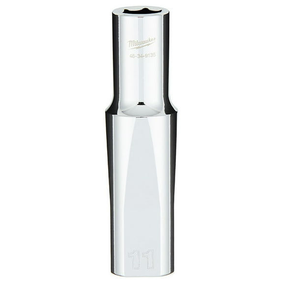 Pack of 1, Milwaukee 45-34-9135 1/2 In. Drive 11Mm Metric 6-Point Deep Socket with Four Flat Sides