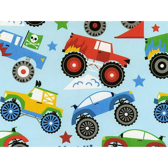 Pack of 1, Monster Truck 30" x 417' Half Ream Roll Gift Wrap for Holiday, Party, Kids' Birthday, Wedding & Special Occasion Packaging
