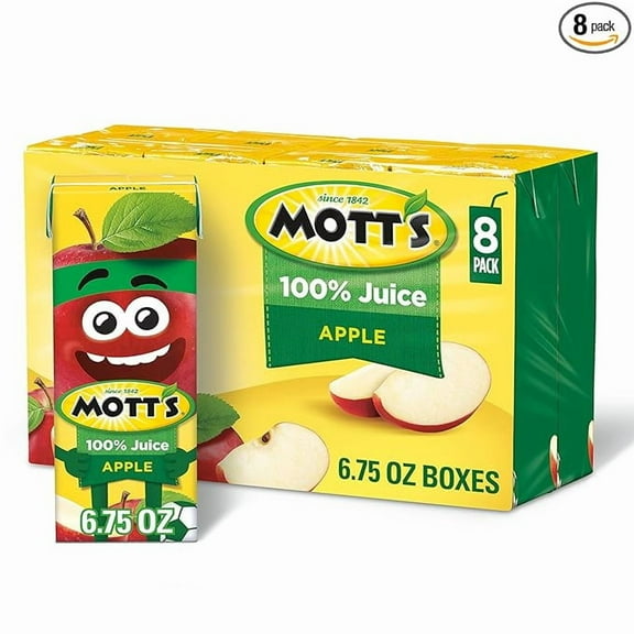 Pack of 1 Mott's 100% Original Apple Juice, 6.75 fl oz boxes, 8 pack