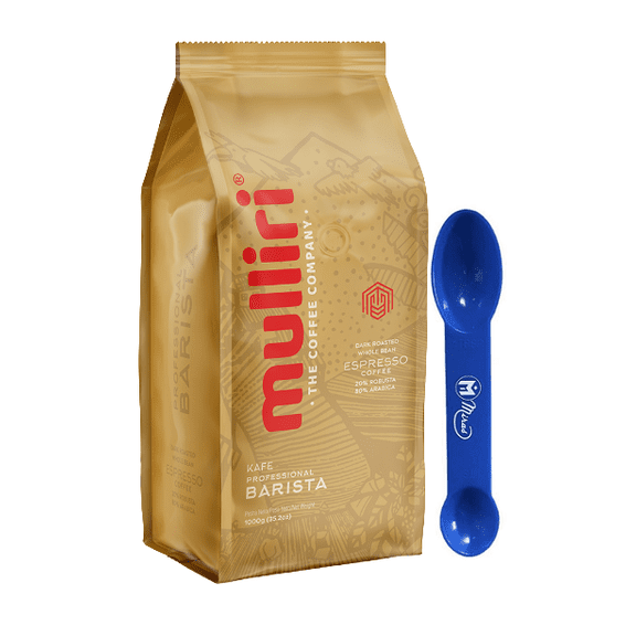 (Pack of 1) Mulliri Espresso Professional Barista Dark Roasted Whole Bean 1000g (2in1) Miras Trademark Measuring Spoon Included)