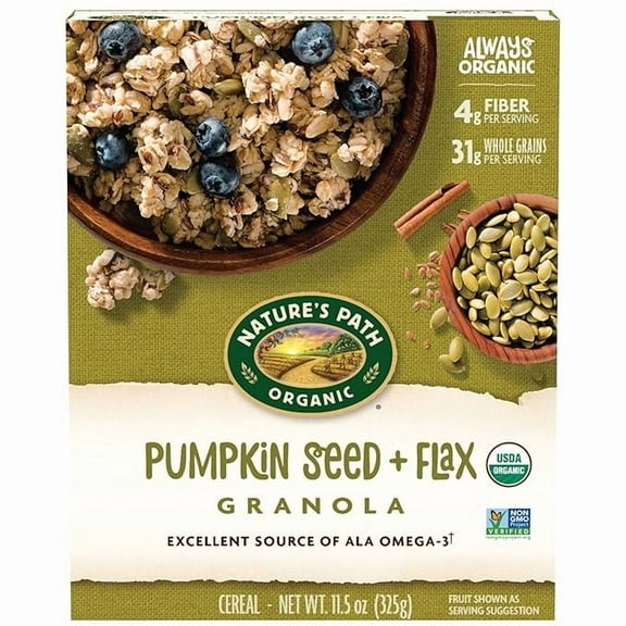 Pack of 1 Nature's Path Organic Pumpkin Seed + Flax Granola, 11.5 oz (Pack of 1), Non-GMO