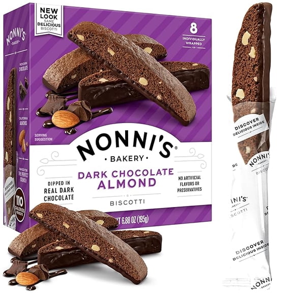 Pack of 1 Nonni's, Dark Chocolate Almond Biscotti, 6.88 Ounce