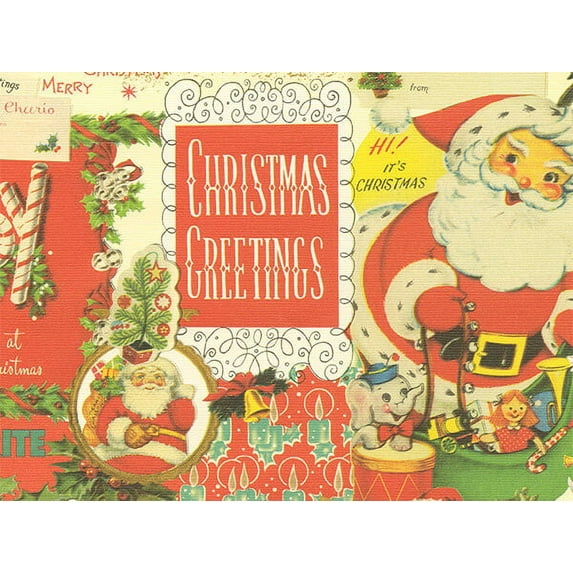 Pack of 1, Old Fashion Christmas 30" x 833' Full Ream Roll Gift Wrap for Holiday, Party, Kids' Birthday, Wedding & Special Occasion Packaging