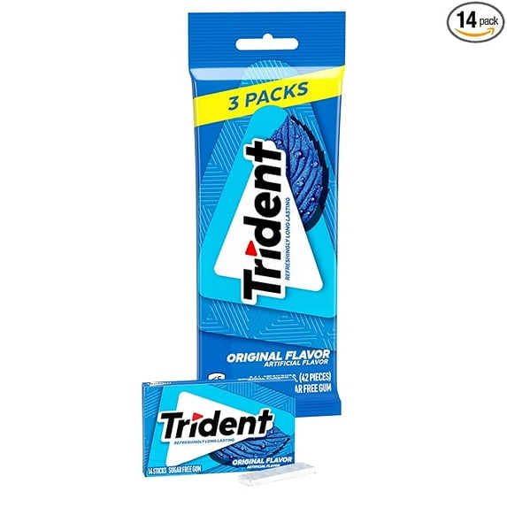Pack of 1 Original Flavor Sugar-Free Chewing Gum, 3 Packs of 14 Pieces (42 Total Pieces)
