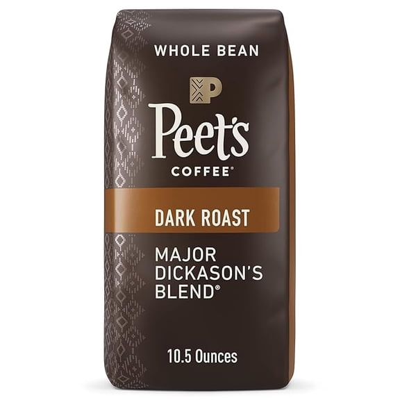 Pack of 1 Peet's Coffee, Dark Roast Whole Bean Coffee - Major Dickason's Blend 10.5 Ounce Bag