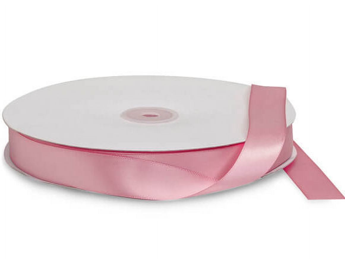 Rose Ribbon Matte Ribbed Pack of 1, Pink Rose Premium Double Faced Satin Ribbon, 7/8