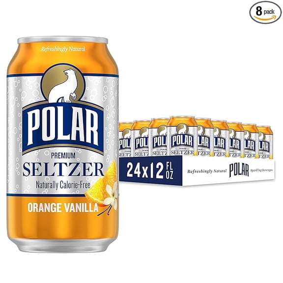 Pack of 1 Polar Seltzer Water Orange Vanilla, 12 fl oz cans, 8pk