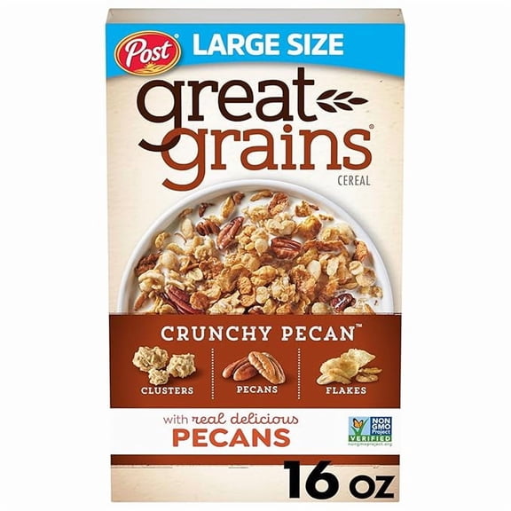 Pack of 1 Post Great Grains Crunchy Pecans Whole Grain Cereal 16 oz. Box