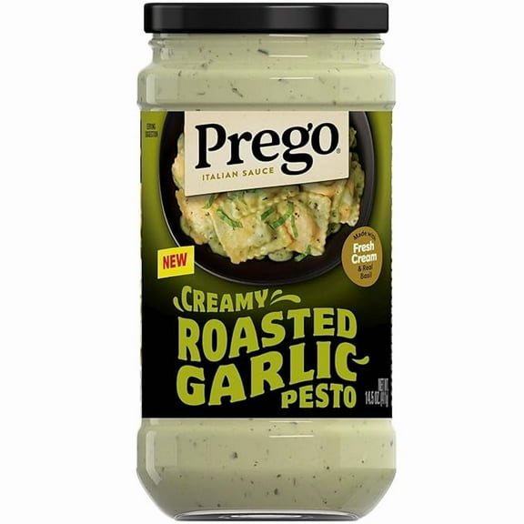 Pack of 1 Prego Creamy Roasted Garlic Pesto Pasta Sauce, 14.5 oz Jar