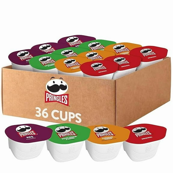 Pack of 1 Pringles Potato Crisps Chips, Snack Stacks, Lunch Snacks, Office and Kids Snacks, Variety Pack (36 Cups)