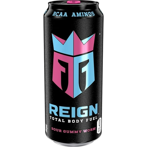Pack of 1 Reign Total Body Fuel, Sour Gummy Worm, Fitness & Performance Drink, 16 Fl Oz (Pack of 1)