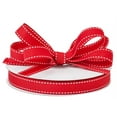 thumbnail image 1 of Pack of 1, Ruby Red With White Saddle Stitch Ribbon, 5/8" x 25 Yards for Arts and Crafts, Floral, Home Decor, Favor Box, Gift Bag, and Scrap-Booking, 1 of 1