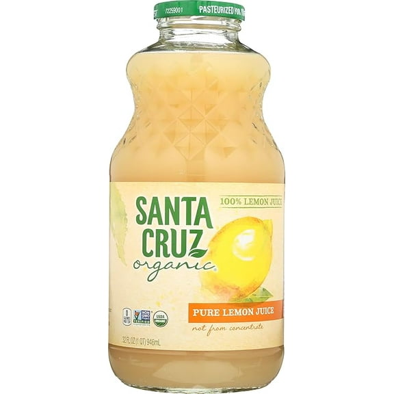 Pack of 1 Santa Cruz Organic 100% Pure Lemon Juice, 32 Ounces