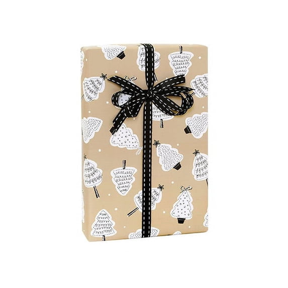 Pack of 1, Scribble Trees Kraft Wrapping Paper 24"x85' Cutter Roll for Celebration, Party, Holiday, Birthday and Events, Made in USA