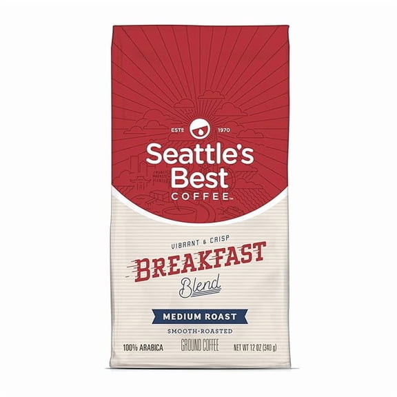 Pack of 1 Seattle's Best Coffee Breakfast Blend Medium Roast Ground Coffee, 12-Ounce Bag