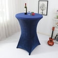 thumbnail image 1 of Pack of 1, Shimmer Tinsel Spandex Cocktail Table Cover 30"-32" Round - Navy Blue for Home or Events Décor, 1 of 2