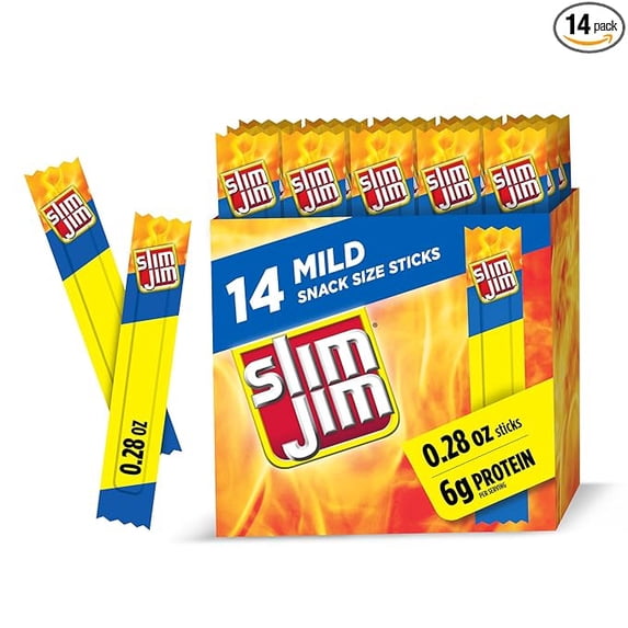 Pack of 1 Smoked Meat Sticks, Mild Flavor, 6g Protein Per Serving, Snack Size, Lunchbox Snack, 0.28 oz. (14 Count)