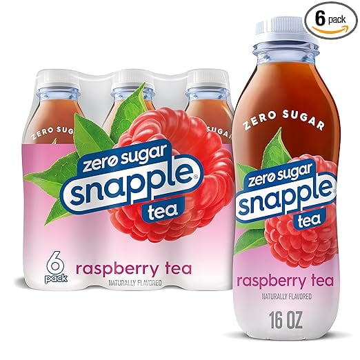 Pack of 1 Snapple Zero Sugar Raspberry Tea, 16 fl oz recycled plastic bottle, 6 pack