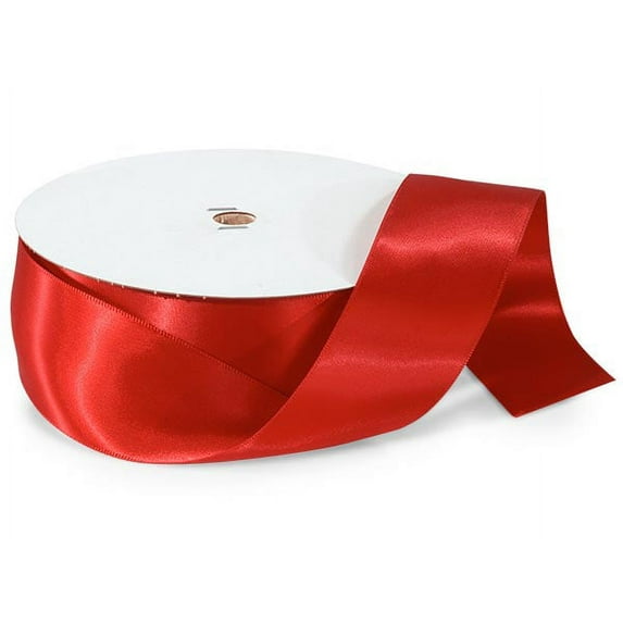 Pack of 1, Solid Red Double Faced Satin Ribbon 1.5" X 50 Yards 100% Polyester For Christmas & Special Occasion Packaging