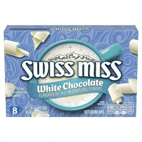 Pack of 1 Swiss Miss White Chocolate Flavored Hot Drink Mix, 8 Count Drink Mix Packets