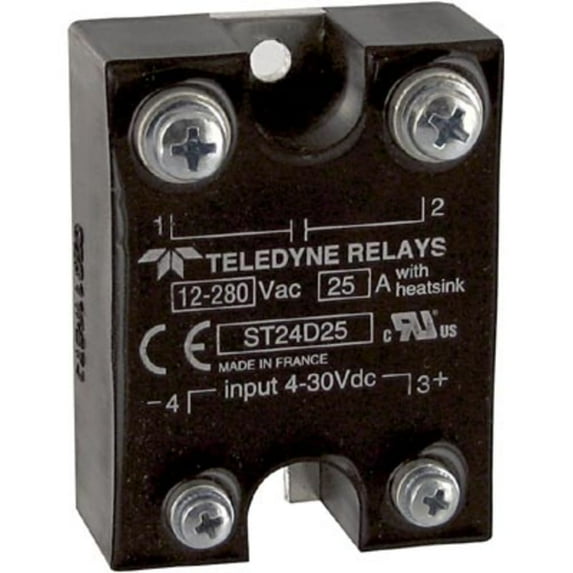 Teledyne Relays ST24D25, Relay, 30 VDC, Solid State, 240 A, Panel Mount, -40 C, +100 C, 3 mA, 8.3 ms