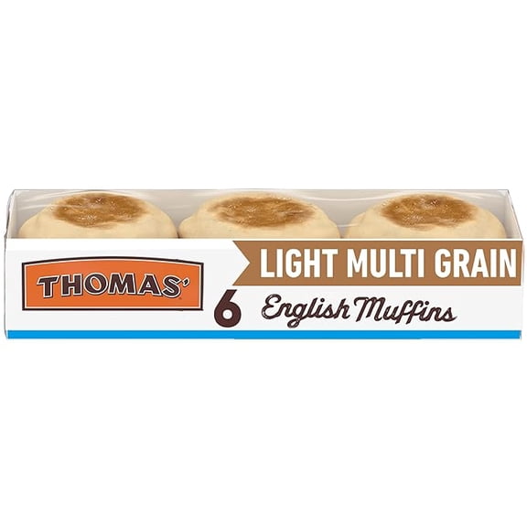 Pack of 1 Thomas' Light Multi Grain English Muffins, 6 Count, 12 Oz Package of English Muffins