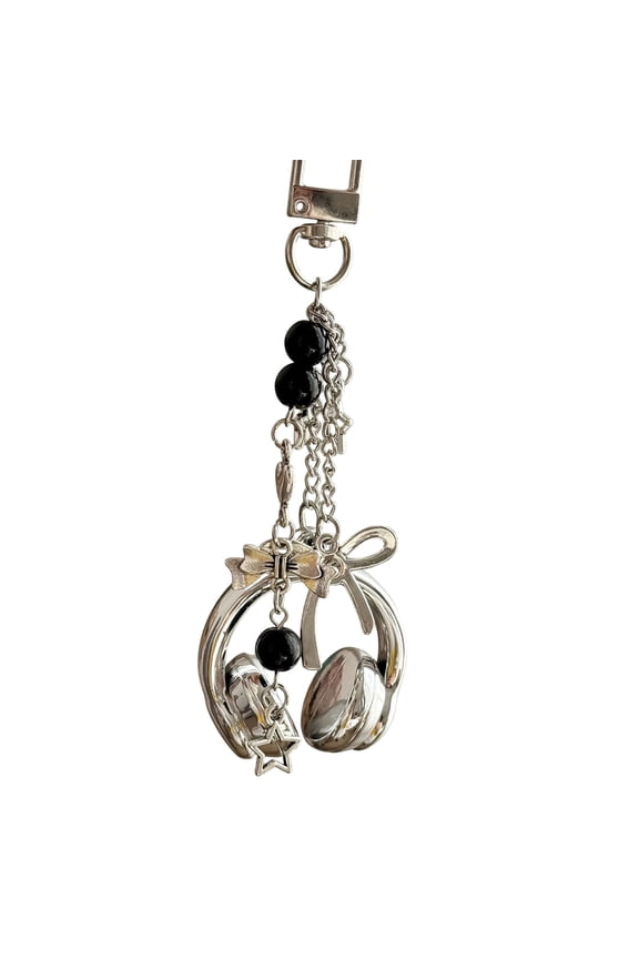 Pack of 1 Trendy Fashion Inspired Music Earphone Shape Keychain Accessory for Keys Phone Purse Decors Handcrafted Beads