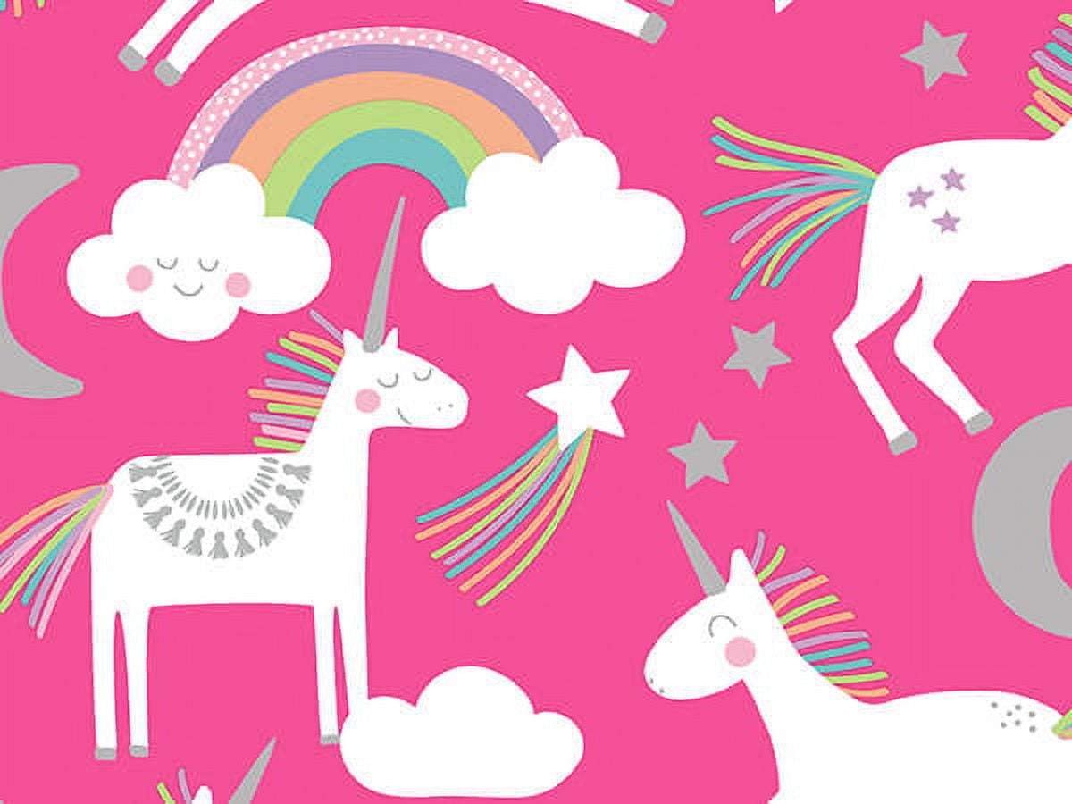 Pack of 1, Unicorns On Pink Wrapping Paper Roll, 30" x 833' For Party, Holiday & Events