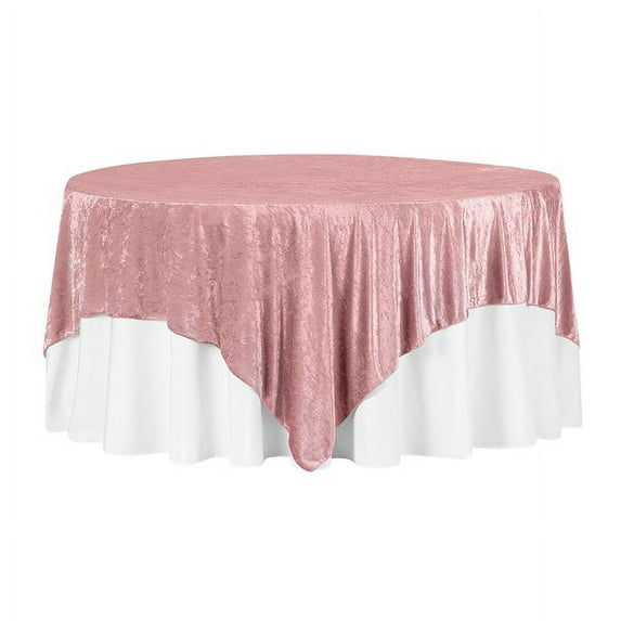Pack of 1, Velvet 85"X85" Square Tablecloth Table Overlay - Dusty Rose/Mauve for Wedding, Baby Shower, Engagement Party