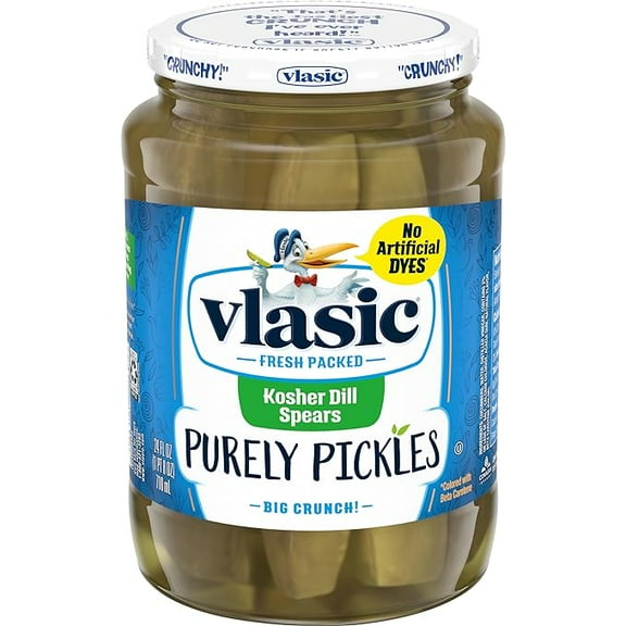 Pack of 1 Vlasic Purely Pickles Kosher Dill Pickle Spears, Keto Friendly, 24 FL OZ Jar