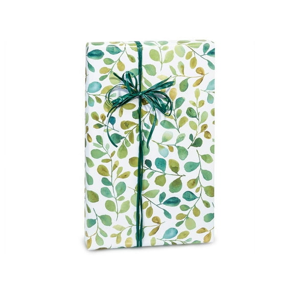 Pack of 1, Watercolor Greenery 24" x 417' Gift Wrap Counter Roll For Feminine, Birthday, Mother's Day
