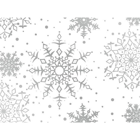 Pack of 1, White Snowflakes 30" x 833' Full Ream Gift Wrap (Metallized) for Holiday, Party, Kids' Birthday, Wedding & Special Occasion Packaging