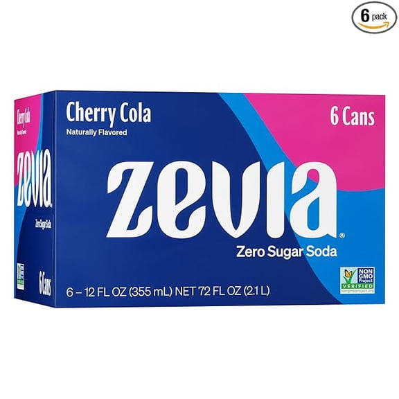 Pack of 1 Zevia Zero Calorie Soda, Cherry Cola, 12 Fl Oz Cans (Pack of 6)
