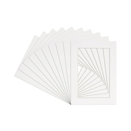 Pack of 10 11x14 White Picture Mats with White Core Bevel Cut for 8x10 Pictures