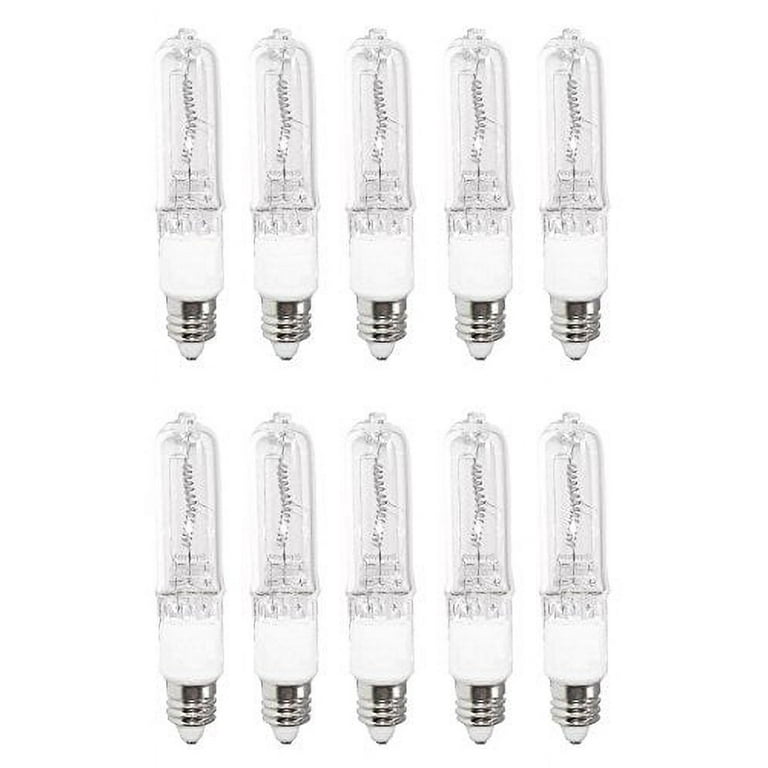 Pack of 10 50 Watt T4 JD Type Halogen CLEAR E11 Mini Candelabra Base Light Bulbs 50W Anyray