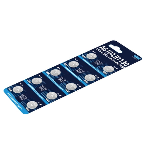 Pack of 10 AG10 LR1130 Button Cell Batteries LR1130Button for Watches Remotes Long Lasting Power Supply