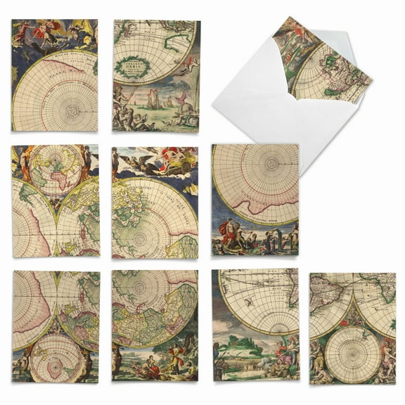 Pack of 10 All Occasion Blank Cards with Envelopes (4 x 5.12 Inch) - TOPOGRAPHICS M2341OCB