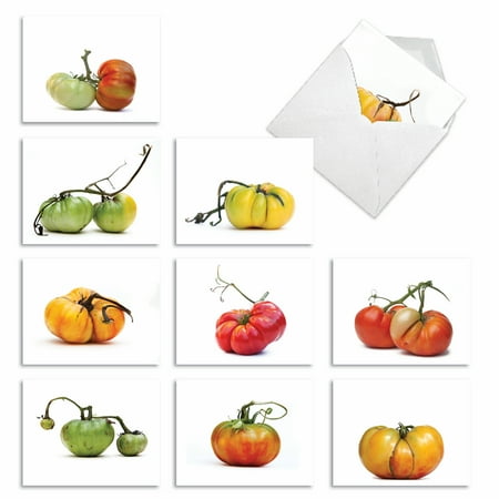 Pack of 10 Thank You Gratitude Cards with Envelopes (4 x 5.12 Inch) - YOU SAY TOMATO M2365TYG