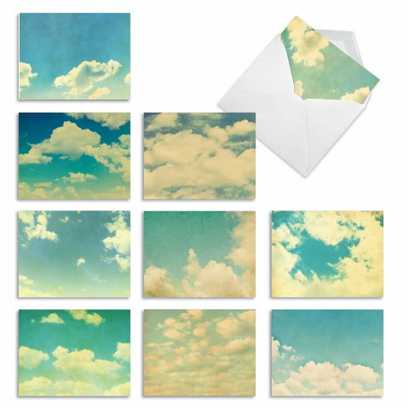 Pack of 10 All Occasion Blank Note Cards with Envelopes (4 x 5.12 Inch) - CLOUD 9 M2036