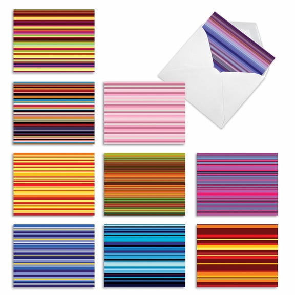 Pack of 10 All Occasion Blank Note Cards with Envelopes (4 x 5.12 Inch) - TRUE STRIPES