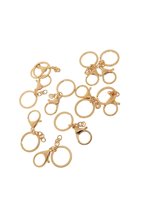Pack of 10 Alloy Lobster Clasp Clips Keyring Key Findings Gold