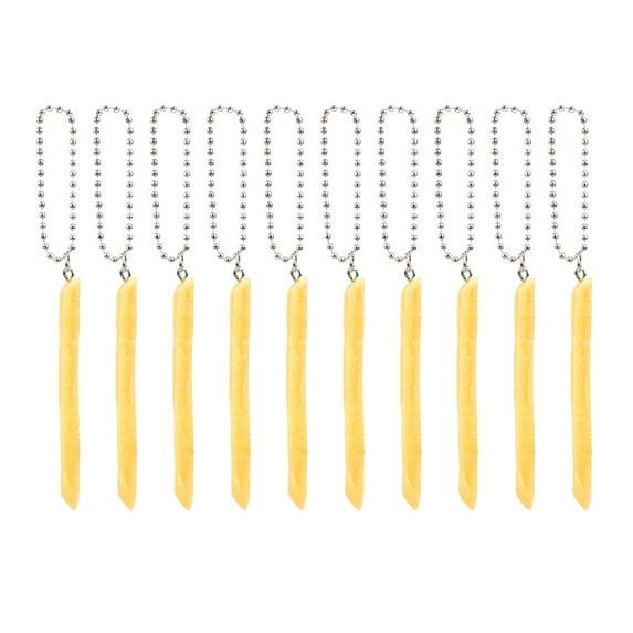 Pack of 10 Artificial French Fries Keychain Key Holder Bag Charm For Key Organization and Backpacks Keychain Accessories