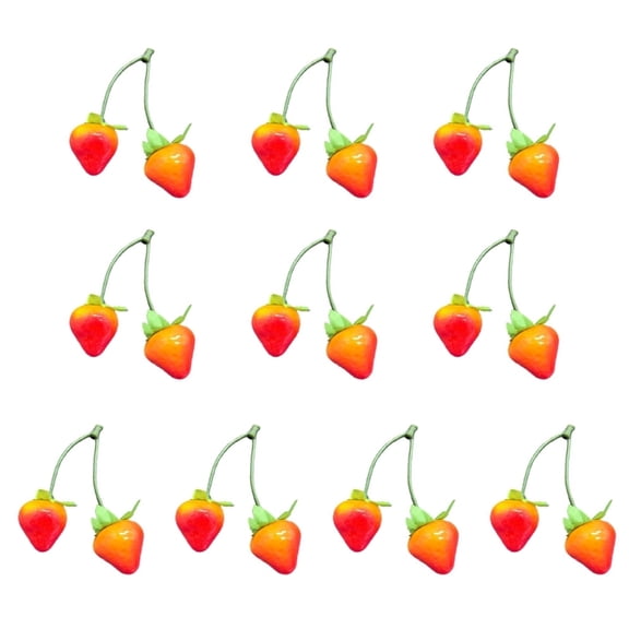 Pack of 10 Artificial Strawberry Plastic Fruit Supplies Fake Fruit Decors Realistic Look for Photography and Decorations