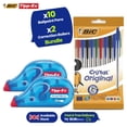 thumbnail image 1 of Pack of 10 BIC Cristal Original Ballpoint Pens & Pack of 2 Tipp-Ex Pocket Mouse Rollers for Smooth Writing, 1 of 12