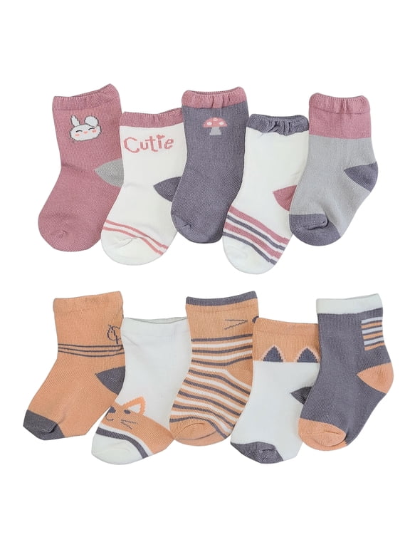 Pack of 10 Baby Toddler Girl's Socks Lovely Bunny Foxy 1-3 Years
