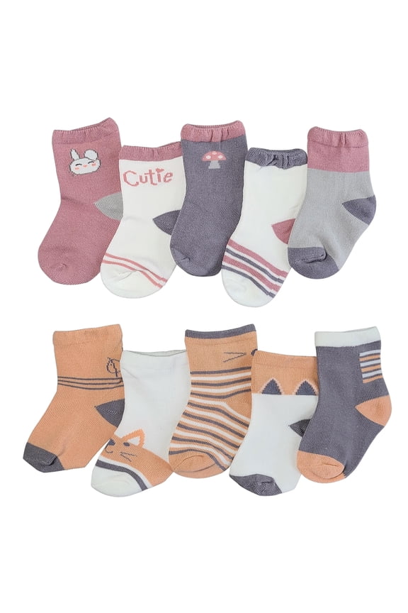 Pack of 10 Baby Toddler Girl's Socks Lovely Bunny Foxy 1-3 Years