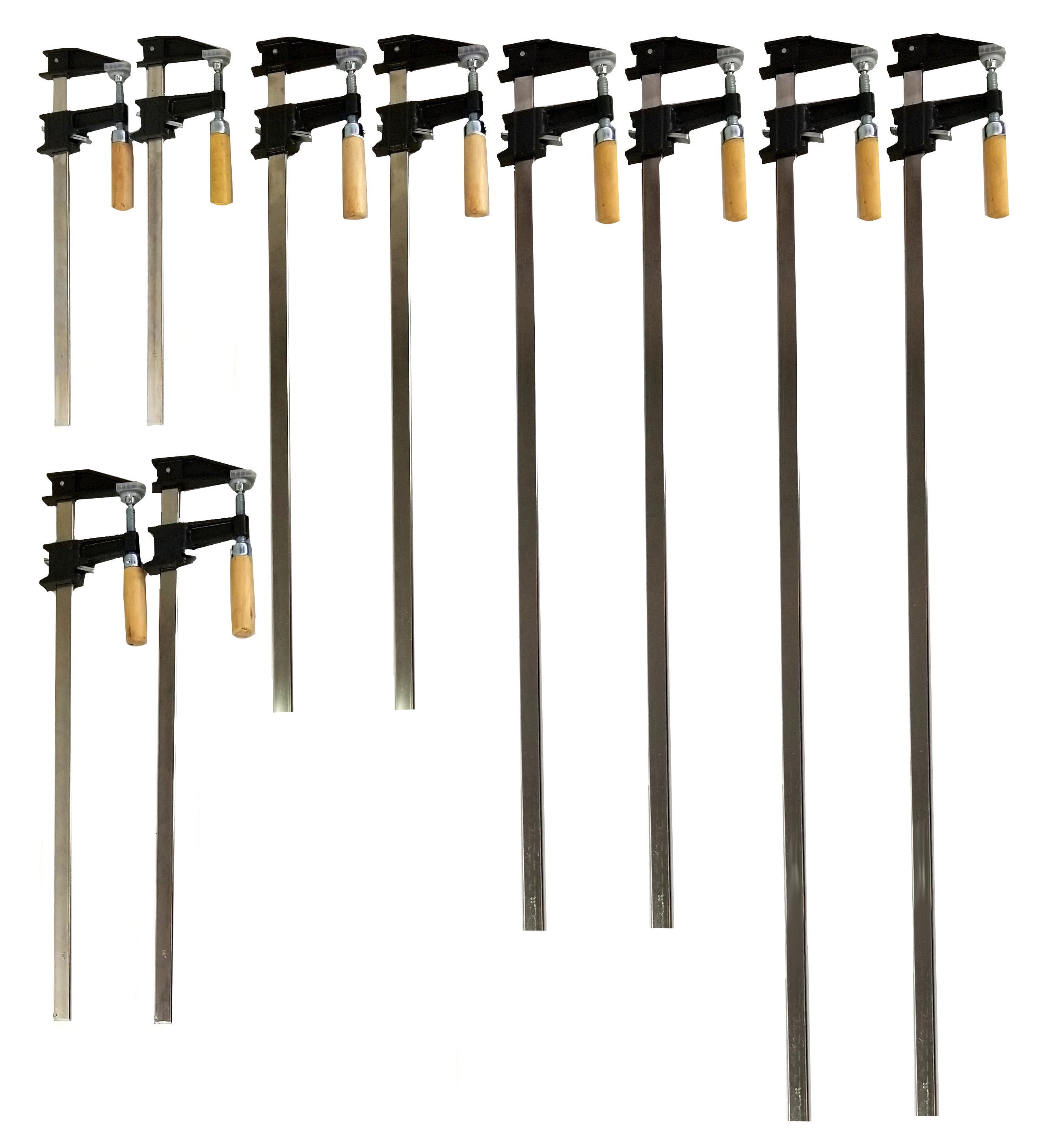 Heavy Duty Steel Bar Clamps Set with Wooden Handles