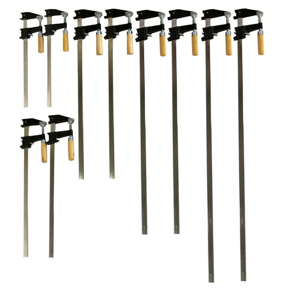 Pack of 10 Bar Clamps, 2 ea 12"-18"-24"-30" & 36" Heavy Duty Woodworking, Quick Release Type