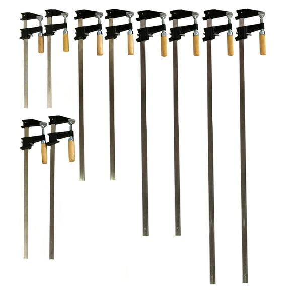 Pack of 10 Bar Clamps, 2 ea 12"-18"-24"-30" & 36" Heavy Duty Woodworking, Quick Release Type